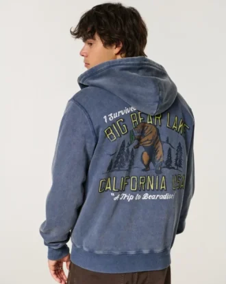 Holiday Vault Release Big Bear Lake Grafik Fermuarlı Kapüşonlu Sweatshirt
