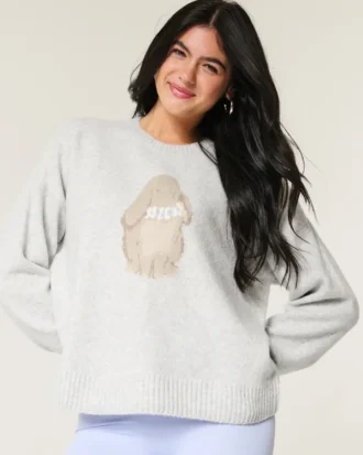 Hollister Comfy Cloud Bunny Grafikli Kazak