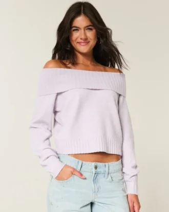 Hollister Comfy Cloud Katlamalı Omuzsuz Kazak Hollister Comfy Cloud Katlamalı Omuzsuz Kazak