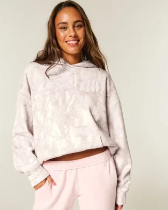Hollister Feel Good Oversized Logo Grafik Kamuflaj Kapüşonlu Sweatshirt
