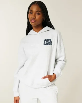 Hollister Feel Good Oversized Logo Grafik Kapüşonlu Sweatshirt