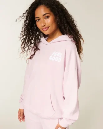 Hollister Feel Good Oversized Logo Grafik Kapüşonlu Sweatshirt