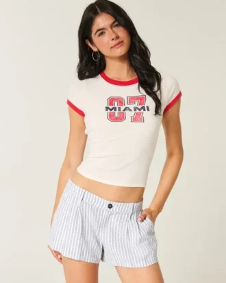 Hollister Livvy Düşük Bel Keten Karışımlı Şort