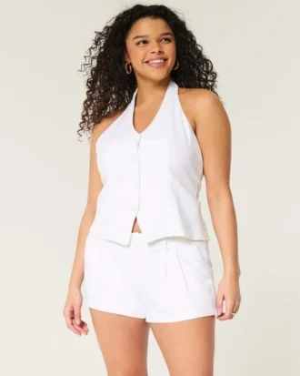 Hollister Livvy Düşük Bel Keten Karışımlı Şort 3″