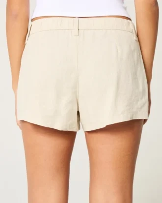 Hollister Livvy Düşük Bel Keten Karışımlı Şort 3″