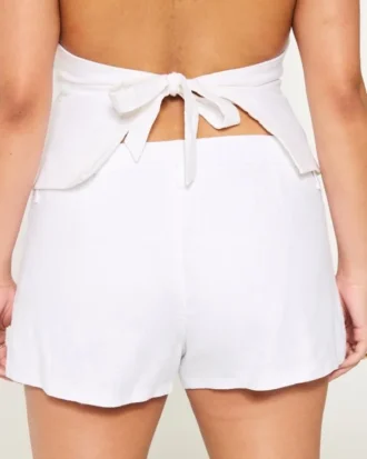Hollister Livvy Düşük Bel Keten Karışımlı Şort 3″