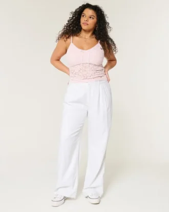 Hollister Livvy Ultra Yüksek Bel Keten Karışımlı Geniş Paça Pantolon