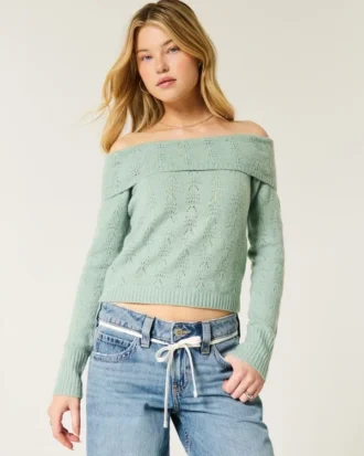 Hollister Rahat Bulut Desenli Omuzsuz Kazak