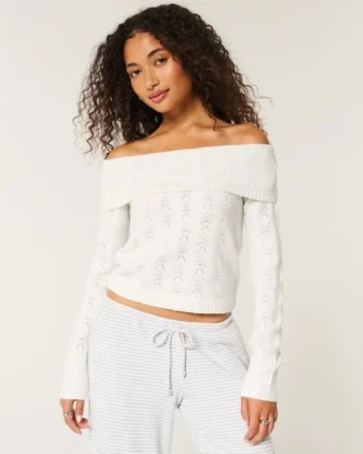 Hollister Rahat Bulut Desenli Omuzsuz Kazak