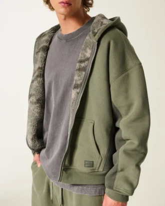 Hollister x Crocs Sherpa Astarlı Fermuarlı Kapüşonlu Sweatshirt
