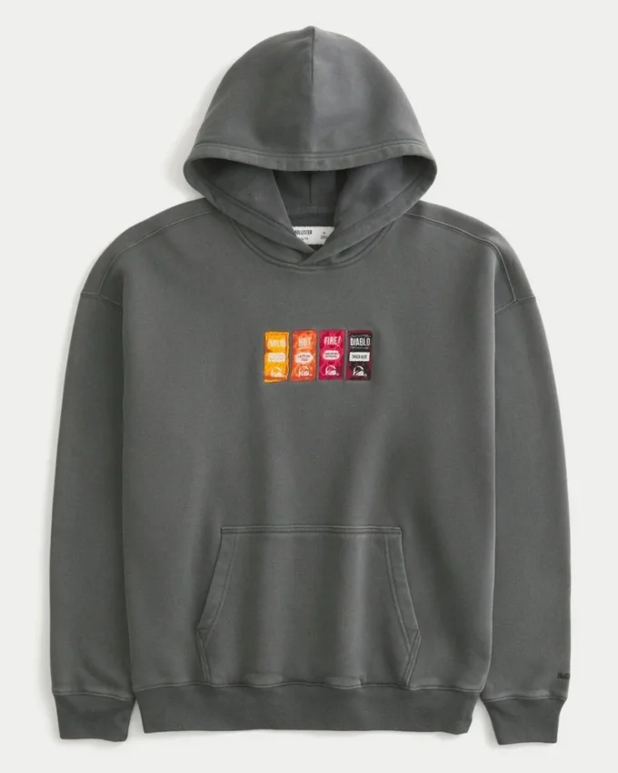 Hollister x Taco Bell Boxy Grafik Kapüşonlu Sweatshirt