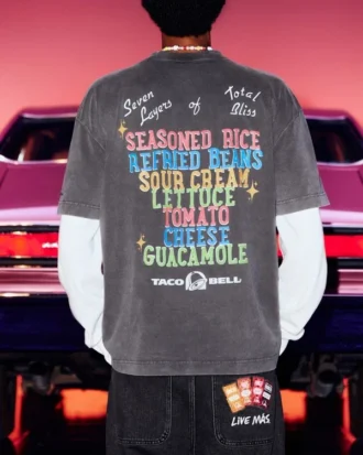 Hollister x Taco Bell Kutu Kesim Ağır Grafikli Tişört