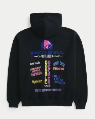 Hollister x Taco Bell Kutu Kesim Grafik Kapüşonlu Sweatshirt