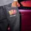 Hollister x Taco Bell Yıkanmış Siyah Nakışlı Grafik Baggy Jeans