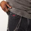 Hollister x Taco Bell Yıkanmış Siyah Nakışlı Grafik Baggy Jeans
