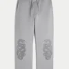 Çift Yılan Grafikli Bol Sweatpantolon