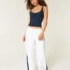 Çizgili Bol Pull-On Pantolon