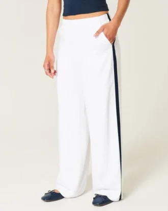 Çizgili Bol Pull-On Pantolon
