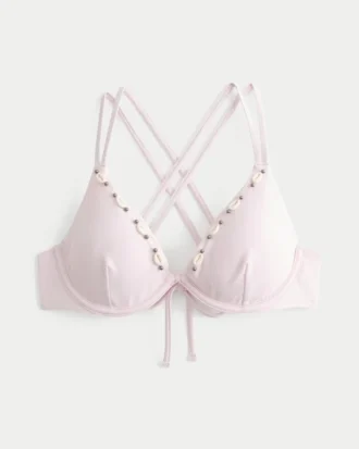 Kabuk Süslemeli Askılı Sırtlı Balensiz Bikini Üstü