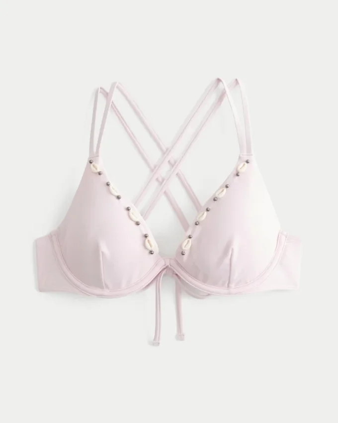 Kabuk Süslemeli Askılı Sırtlı Balensiz Bikini Üstü Kabuk Süslemeli Askılı Sırtlı Balensiz Bikini Üstü
