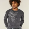 Kafatası Desenli Termal Crew Shirt