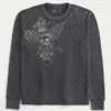 Kafatası Desenli Termal Crew Shirt