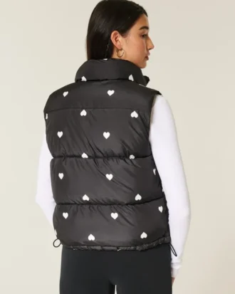Kalp Desenli Puffer Yelek