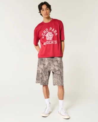 Kamuflaj Baggy Denim Boyacı Şortu