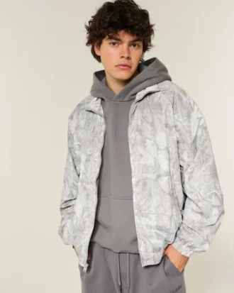 Kamuflaj Zip-Up Rüzgarlık Ceket