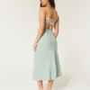 Keten Karışımlı Arkası Açık Slip Midi Elbise Keten Karışımlı Arkası Açık Slip Midi Elbise