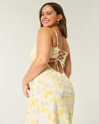 Keten Karışımlı Arkası Açık Slip Midi Elbise Keten Karışımlı Arkası Açık Slip Midi Elbise