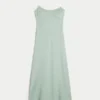 Keten Karışımlı Arkası Açık Slip Midi Elbise Keten Karışımlı Arkası Açık Slip Midi Elbise