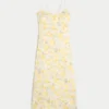 Keten Karışımlı Arkası Açık Slip Midi Elbise Keten Karışımlı Arkası Açık Slip Midi Elbise