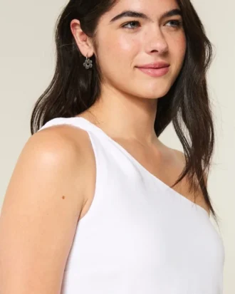 Keten Karışımlı Asimetrik Mini Elbise