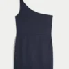 Keten Karışımlı Asimetrik Mini Elbise