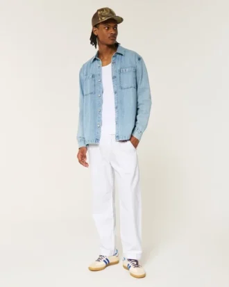 Keten Karışımlı Bol Pull-On Pantolon Keten Karışımlı Bol Pull-On Pantolon