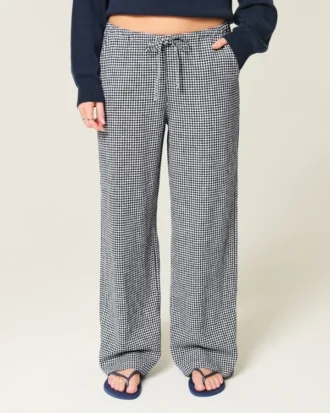Keten Karışımlı Bol Pull-On Pantolon