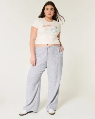 Keten Karışımlı Pull-On Bol Pantolon