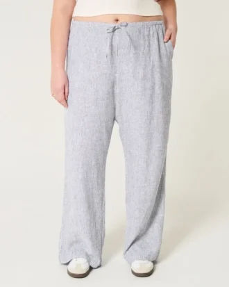 Keten Karışımlı Pull-On Bol Pantolon