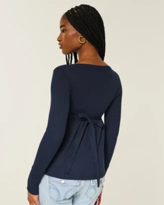 Kolay Bağlamalı Henley Babydoll Üst