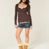 Kolay Bağlamalı Henley Babydoll Üst