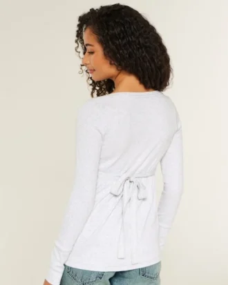 Kolay Bağlamalı Henley Babydoll Üst Kolay Bağlamalı Henley Babydoll Üst