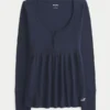 Kolay Bağlamalı Henley Babydoll Üst