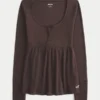 Kolay Bağlamalı Henley Babydoll Üst