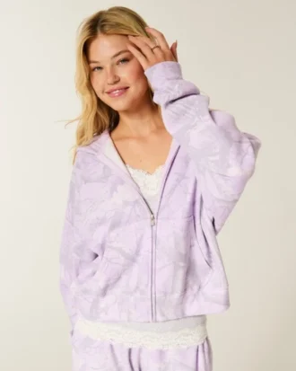 Kolay Fermuarlı Kamuflaj Kapüşonlu Sweatshirt