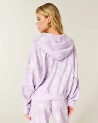 Kolay Fermuarlı Kamuflaj Kapüşonlu Sweatshirt