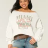 Kolay Çift Omuz Dışı Miami Grafik Sweatshirt Kolay Çift Omuz Dışı Miami Grafik Sweatshirt