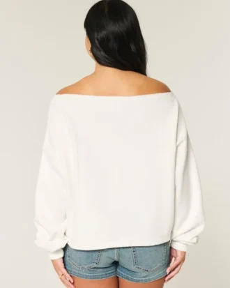 Kolay Çift Omuz Dışı Miami Grafik Sweatshirt
