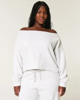 Kolay Çift Omuz Dışı Sweatshirt