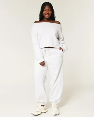 Kolay Çift Omuz Dışı Sweatshirt